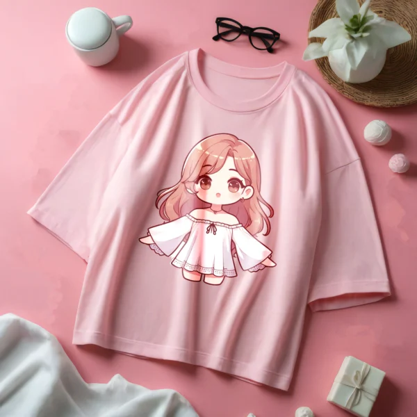 Comfortable Drop Shoulder T-Shirt Pink